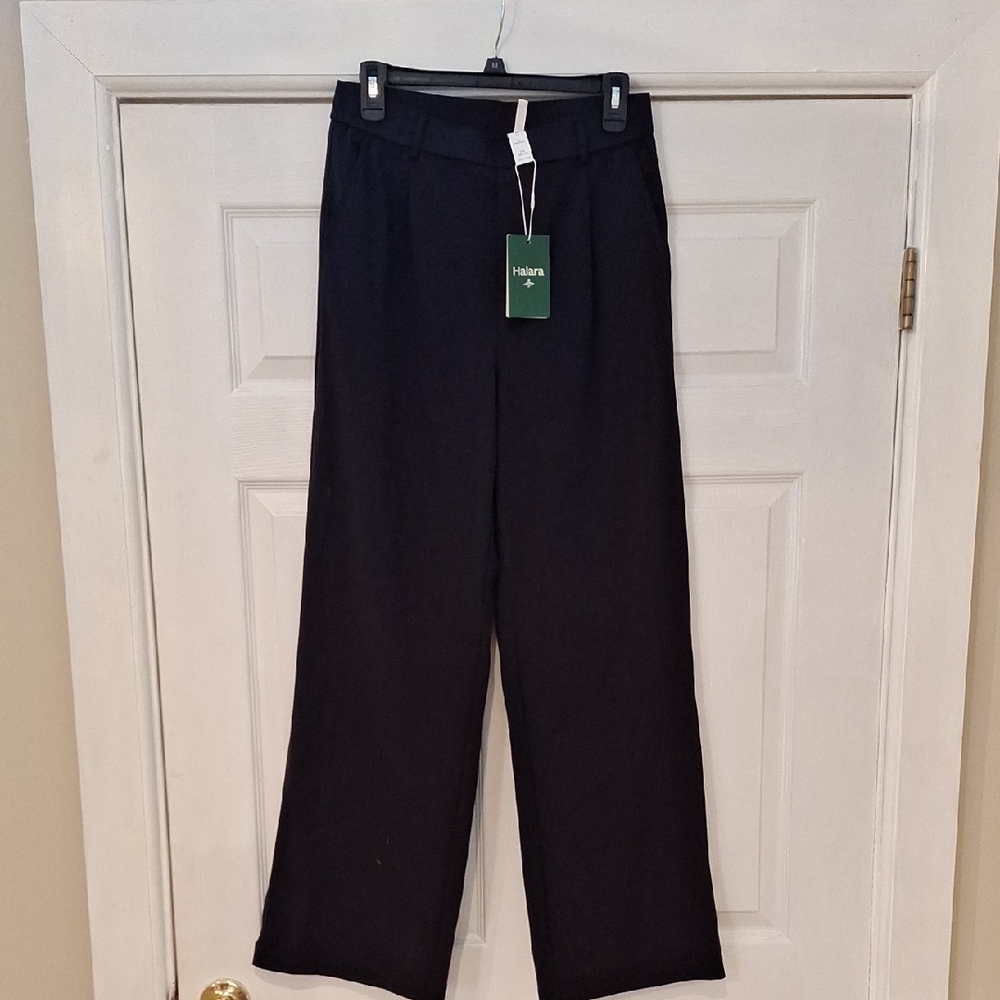 HALARA Navy Wide-Leg Trousers
